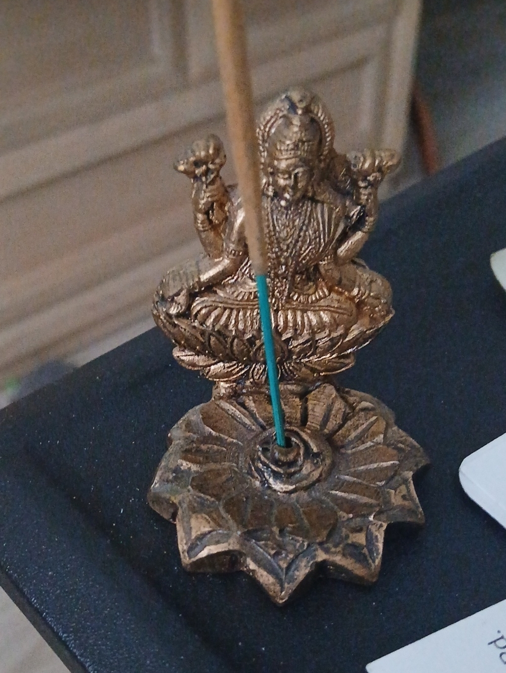 Gold Lotus Incense Holder Sculpture - Home Art Décor